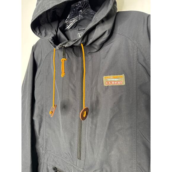 L.L.Bean Men’s Black Nylon Anorak Windbreaker Pullover hooded Jacket Small - Picture 7 of 13